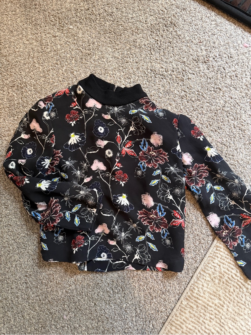 ALC Floral Mock-Neck Women's Sweater - Black Multi